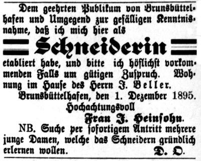 Datei:1895.12.10-Schneiderin in Brunsbüttelhafen.jpg